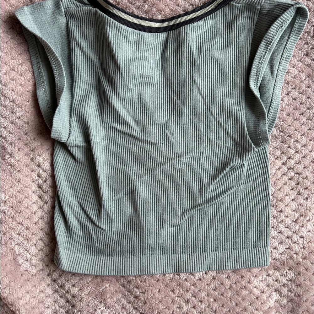 Women's Ribbed Top in Green - Picture 3 of 3
